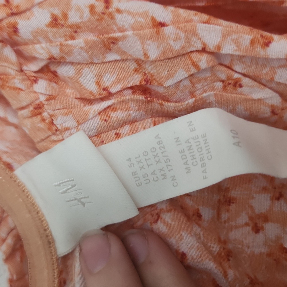 H&M: Off The Shoulder Orange And White Floral Dress - Picture 3 of 8